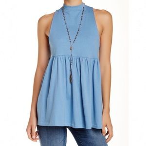 Free People mock-neck open-back peplum top